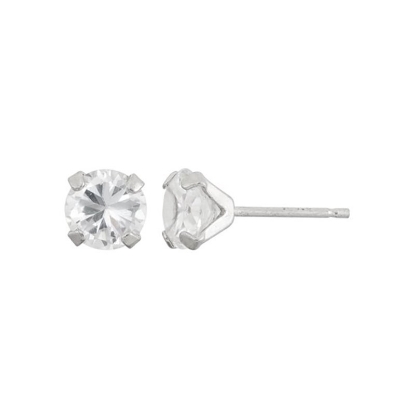 Inverness 353C Stainless Steel Clear CZ Earrings 7mm