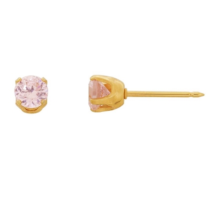 Inverness 30C Pink CZ Earrings 24KT 5mm