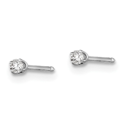 Inverness 128T White Gold CZ Earrings 10KT 2mm